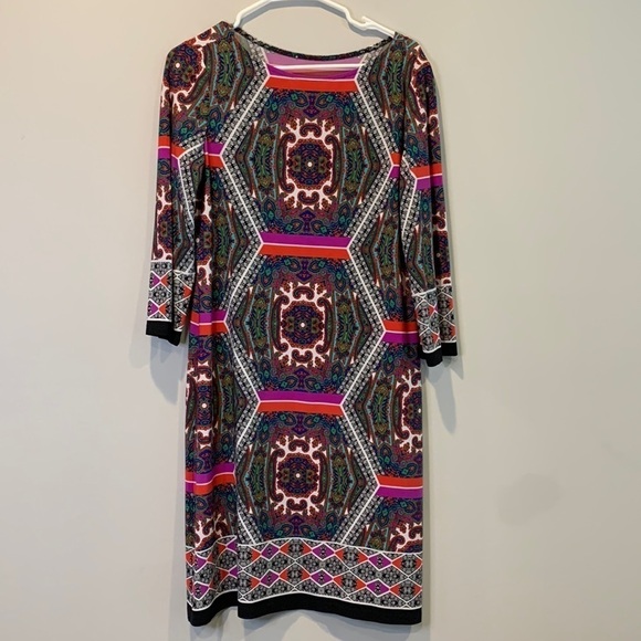 Paisley pattern three-quarter length sleeve dress - Picture 1 of 5